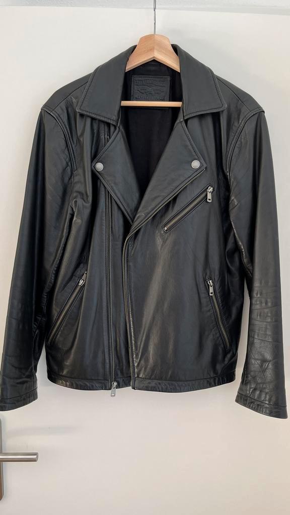 Levi's Leren Biker Jack - maat M, Kleding | Heren, Jassen | Zomer, Gedragen, Maat 48/50 (M), Zwart, Ophalen of Verzenden