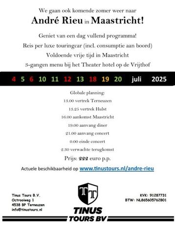 Andre Rieu op de Vrijthof (Terrasarrangement) beschikbaar voor biedingen