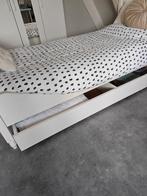 Houten bed wit 1 persoons, Ophalen, Eenpersoons, Hout, 100 cm