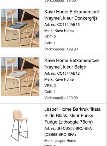 Partij losse stoelen / barkrukken NIEUW IN DOOS beschikbaar voor biedingen