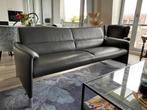 Grijze leren bank Leolux 3-zits, Huis en Inrichting, Ophalen, Gebruikt, Driepersoons, Rechte bank
