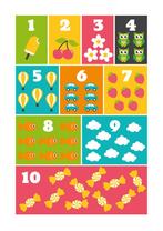 Poster tellen kinderkamer speelkamer babykamer cijfers leren, Rechthoekig Staand, Verzenden, Nieuw, A1 t/m A3