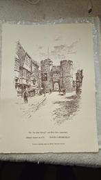 Prent The Sir John Falstaff en West Gate Canterbury +3, Zo goed als nieuw, Voor 1940, Prent, Buitenland