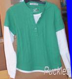 Maat 116 * Longsleeve groen/wit *NIEUW* (6457), Kinderen en Baby's, Kinderkleding | Maat 116, Meisje, Nieuw, Ophalen of Verzenden