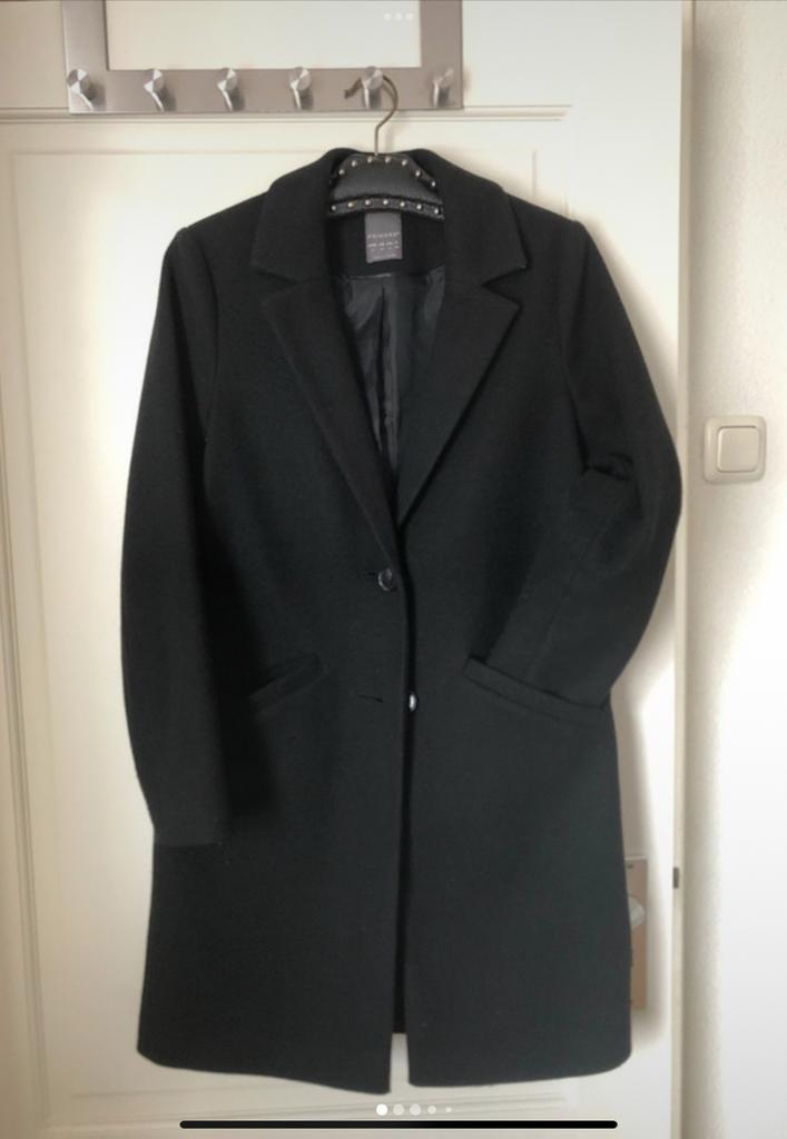 Single breasted halflange Zwarte jas,  S, Kleding | Dames, Jassen | Winter, Zo goed als nieuw, Maat 36 (S), Zwart, Ophalen of Verzenden