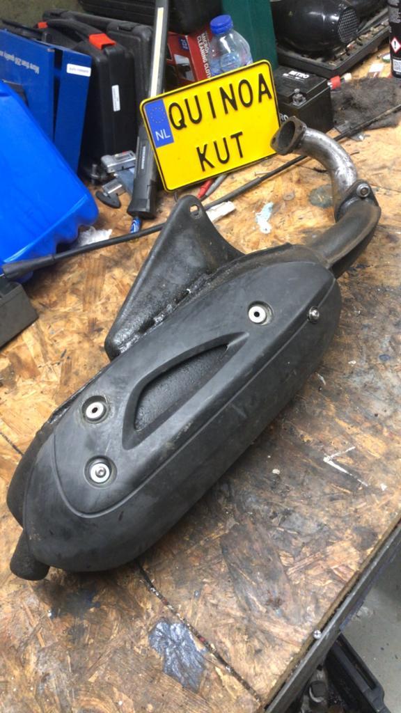 Sm04 met rvs bocht en opvulplaat, Fietsen en Brommers, Brommeronderdelen | Scooters, Zo goed als nieuw, Piaggio, Uitlaat, Ophalen of Verzenden