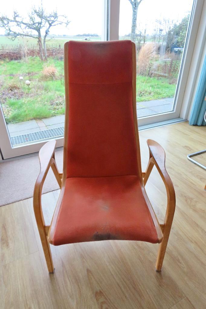 Ingve Ekestrom vintage Lamino stoel, Huis en Inrichting, Fauteuils, Gebruikt, Hout, Stof, 50 tot 75 cm, 75 tot 100 cm, Ophalen