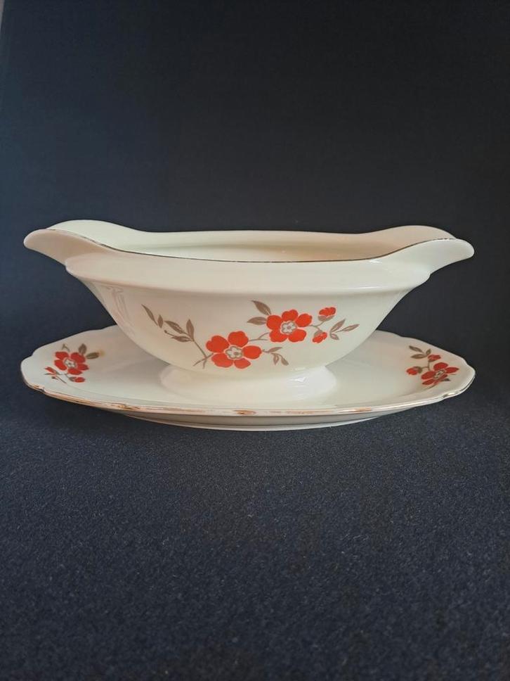 Vintage ovalen porseleinen sauskom jaren 1930 Tielsch, Antiek en Kunst, Antiek | Schalen, Ophalen of Verzenden
