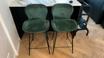 Donker groen barkrukken fluweel / velvet /velours  beschikbaar voor biedingen