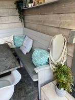 Hoekbank (kerkbank) op maat met kussens - 320x170cm, Tuin en Terras, Ophalen, Gebruikt, Hout