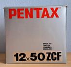 Pentax 12x50 ZCF verrekijker, 12 tot 20x, Zo goed als nieuw, Met hoes of tas, Porro (met knik)