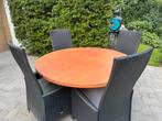 Ronde eettafel met zwarte kruispoot, Huis en Inrichting, Gebruikt, Rond, Ophalen of Verzenden, Landelijk