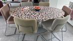 Unieke ovale eettafel met facetrand: 180 x 120, Huis en Inrichting, Tafels | Eettafels, Ophalen, Overige materialen, 100 tot 150 cm