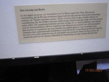 UITVINDING BAZIN, ROLSCHIP ingelijste Gravure beschikbaar voor biedingen