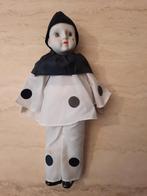 Pierrot clown wit/zwart - vintage pop porselein/stof, Ophalen of Verzenden, Gebruikt, Pop
