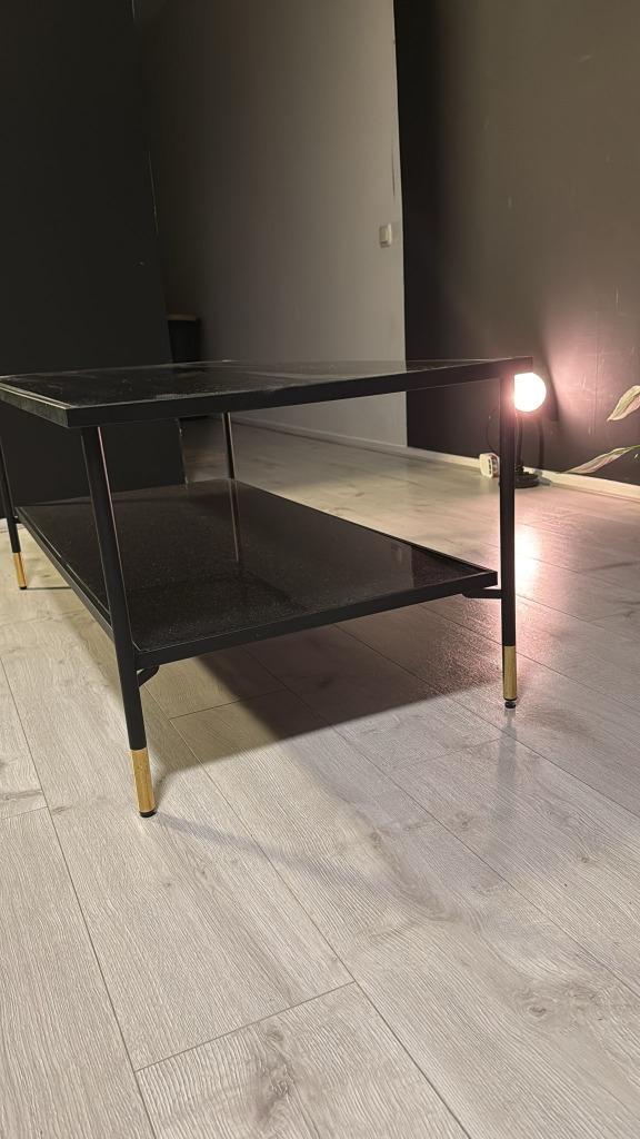 Zwarte Glazen Salontafel, Huis en Inrichting, Tafels | Salontafels, Zo goed als nieuw, Minder dan 50 cm, 50 tot 100 cm, 100 tot 150 cm