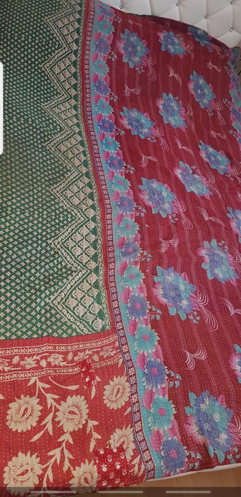 Handgemaakte Kantha Bedsprei - 100% Katoen, Huis en Inrichting, Slaapkamer | Beddengoed, Nieuw, Deken of Dekbed, Tweepersoons