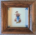 Ingelijste tegel "Melkmeisje" van Tichelaars Makkum 15x15 cm, Ophalen