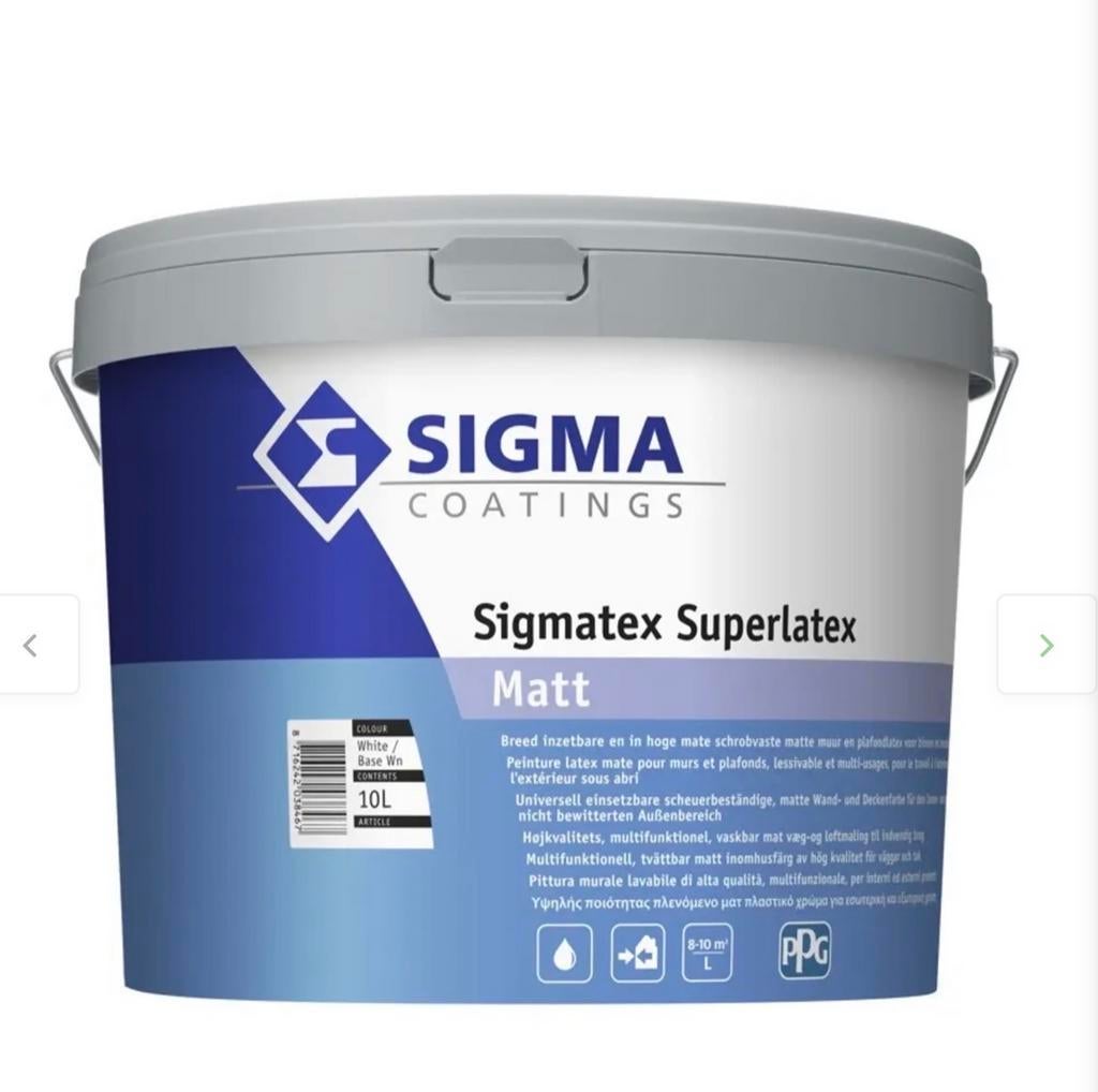 Sigmatex Superlatex Matt 10L RAL 9010/9016/9001, 5 tot 10 liter, Wit, Nieuw, Ophalen of Verzenden