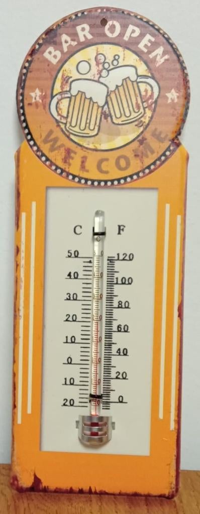 Bar open welcome thermometer van metaal wanddeco deco, Huis en Inrichting, Woonaccessoires | Thermometers, Nieuw, Binnenthermometer