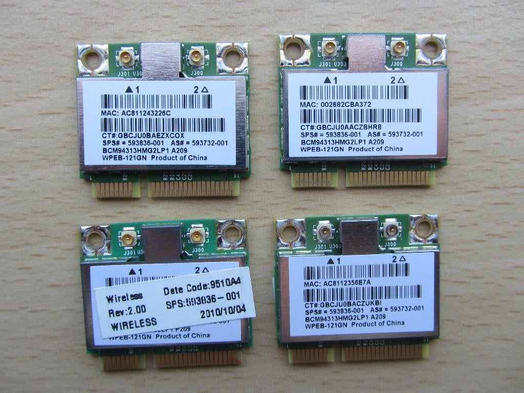 4x Broadcom 4313AGN 802.11a/b/g/draft-n WiFi adapter (Shiraz, Computers en Software, Laptop-opladers, Ophalen of Verzenden, Zo goed als nieuw