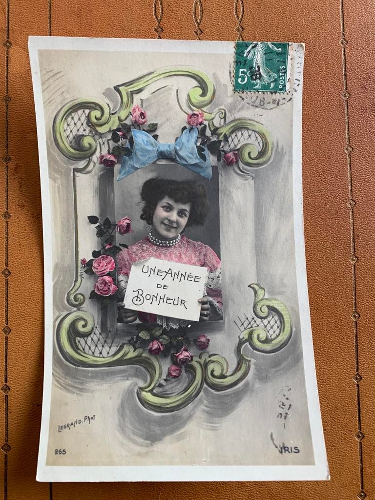 1908 Une Année de Bonheur - Dame, Verzamelen, Ansichtkaarten | Themakaarten, Ophalen of Verzenden, Voor 1920, Gelopen, Feest(dag)