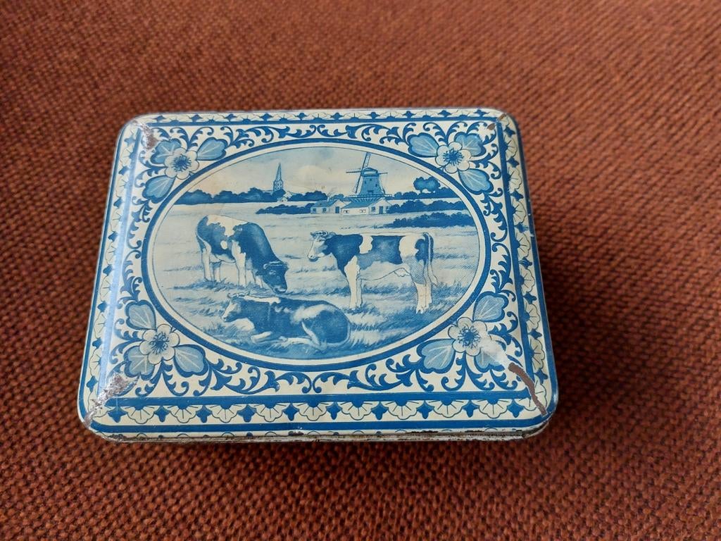 Sigarenblik in delftsblauwe uitvoering., Verzamelen, Blikken, Ophalen of Verzenden, Zo goed als nieuw, Overige