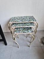 Vintage Mozaïek bijzettafel (drie niveaus), Ophalen, Minder dan 55 cm, Gebruikt, Vierkant