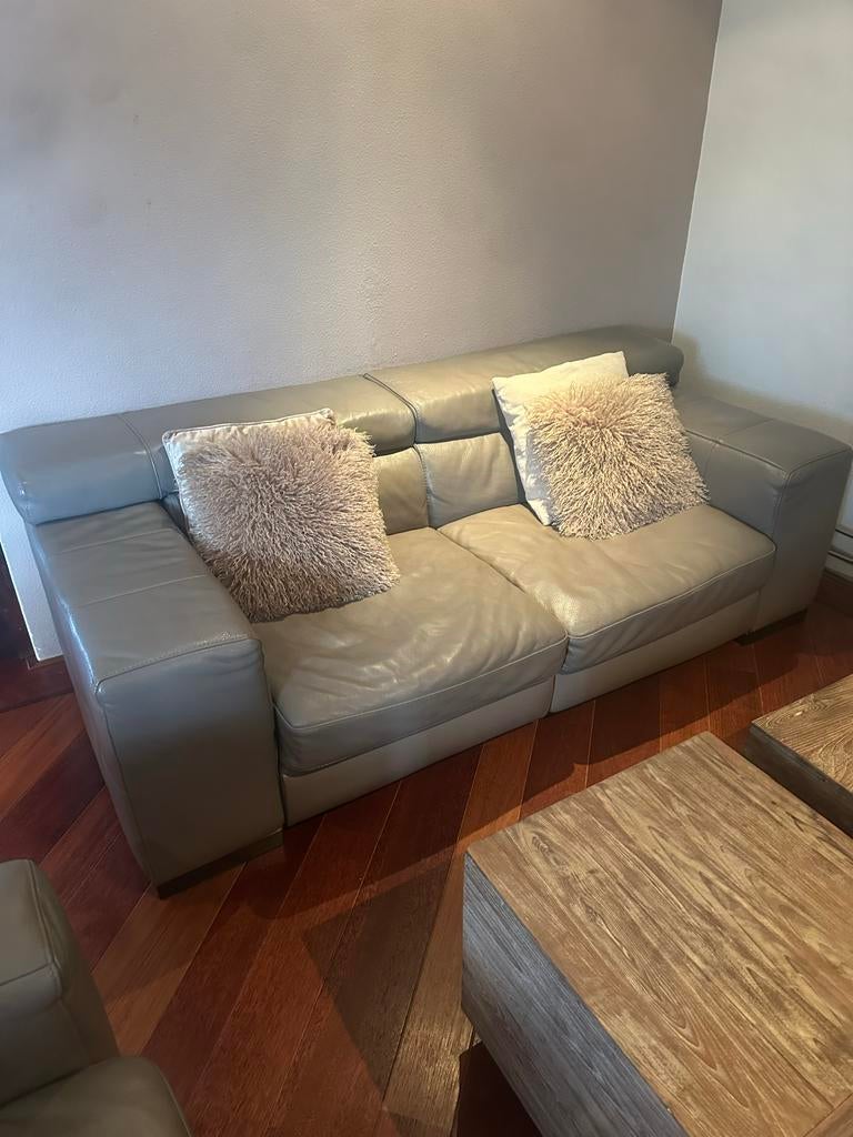 Natuzzi elektrische relaxbank en fauteuil leer, Huis en Inrichting, Gebruikt, Tweepersoons, Ophalen of Verzenden, Rechte bank