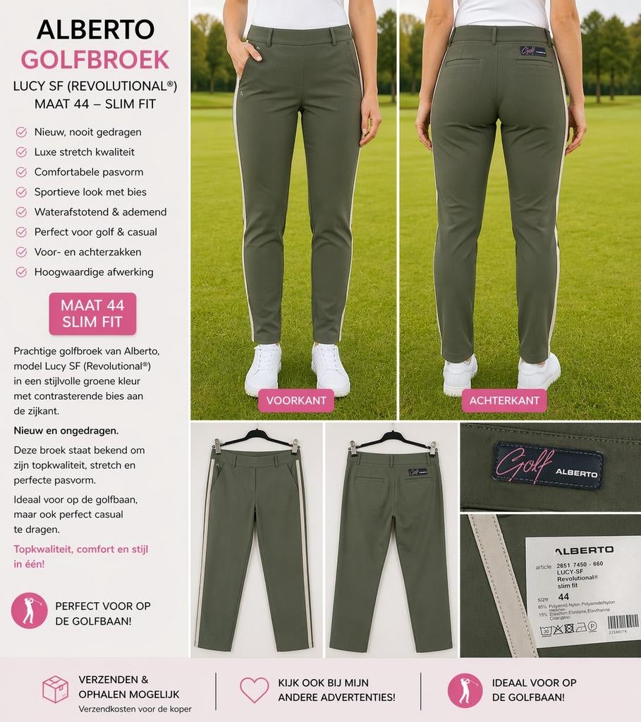 Alberto golfbroek – Lucy SF maat 44, Kleding | Dames, Ophalen of Verzenden, Nieuw, Maat 42/44 (L), Groen
