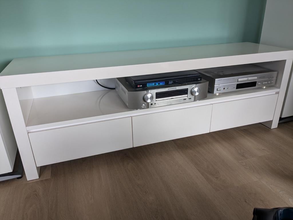 Tv meubel, hoogglans wit, met 3 lades, Huis en Inrichting, Complete inboedels, Ophalen