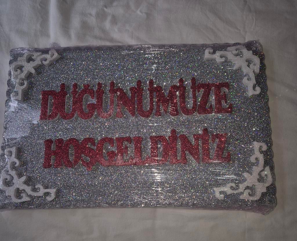 Welkomstbord bruiloft 'Düğünümüze Hoş Geldiniz', Ophalen of Verzenden, Accessoires, Grijs, Onbekend