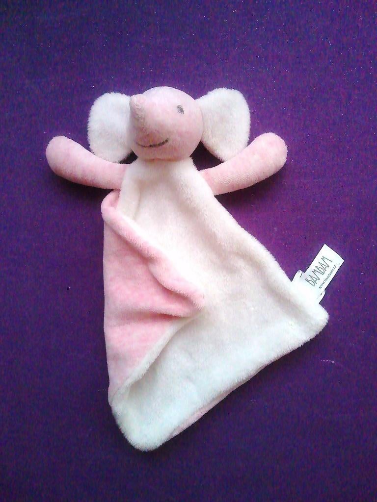 BAMBAM BABIES Knuffeldoekje OLIFANT.  ROZE-WIT **Nieuw**, Pinguïn, Overige merken, Nieuw, Ophalen of Verzenden