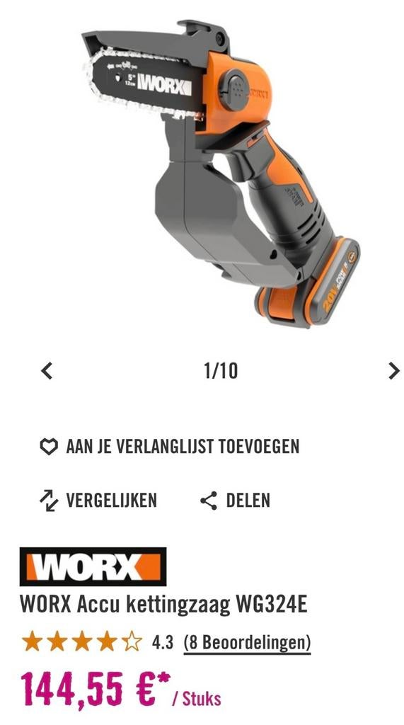 Worx Accu Kettingzaag Nieuw in Doos - Ongebruikt, Ophalen, Nieuw, Kettingzaag, Worx