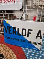 Vintage Emaille Bord 'Verlof A (Zwak-Alcoholische Dranken)', Ophalen of Verzenden