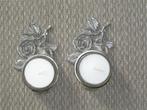 2 x Waxinelichthouder/rouwkaarshouders Roos van Tin., Antiek en Kunst, Antiek | Tin, Ophalen of Verzenden