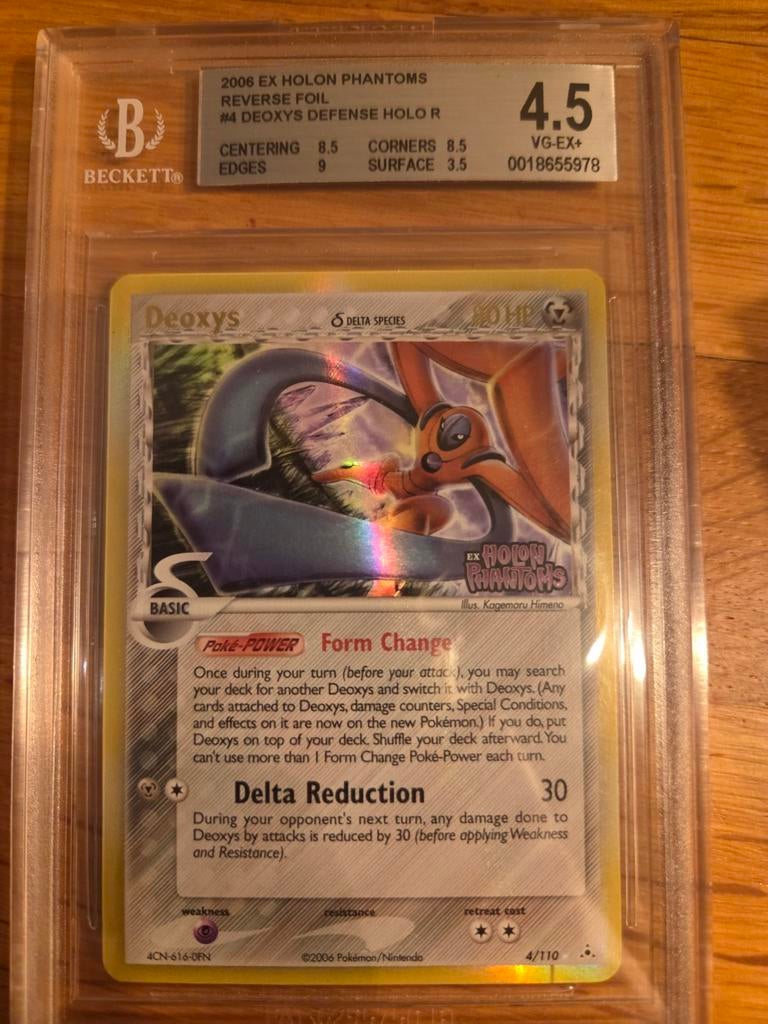 Deoxys EX Holon Phantoms Reverse Foil Pokémon Kaart BGS 4.5, Ophalen of Verzenden, Gebruikt, Losse kaart, Foil