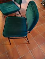 stoelen 4 stuks petrol kleur stoffen bekleding. stalen poten, Ophalen, Gebruikt, Blauw, Stof