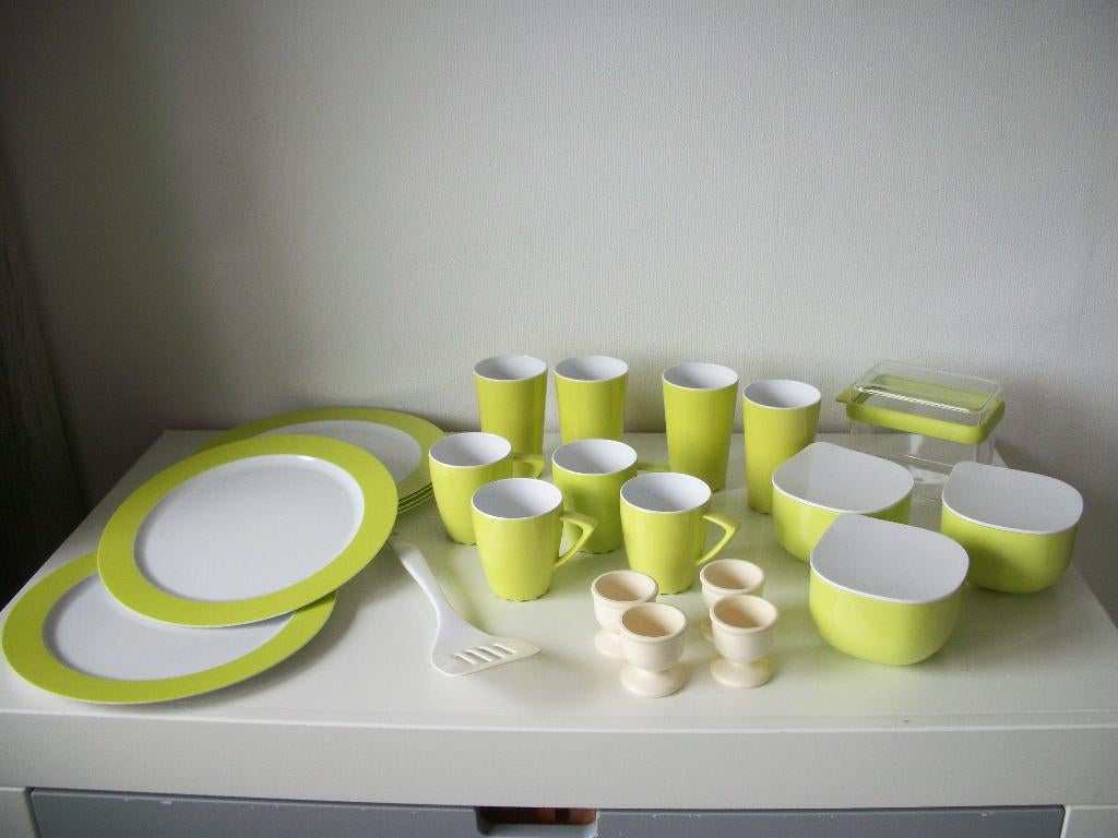 Mepal Servies - Borden Bekers Mokken Bakjes - Groen - zgan, Caravans en Kamperen, Kampeeraccessoires, Ophalen of Verzenden, Zo goed als nieuw