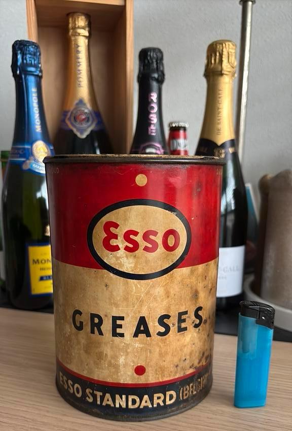 Groot Esso olieblik Greases erg mooi, Verzamelen, Blikken, Ophalen of Verzenden, Zo goed als nieuw, Overige