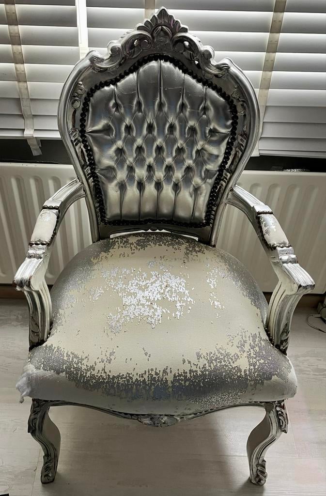 Barok stoel opknapper - Zilverkleurig, Huis en Inrichting, Stoelen, Ophalen, Gebruikt, Overige kleuren, Eén