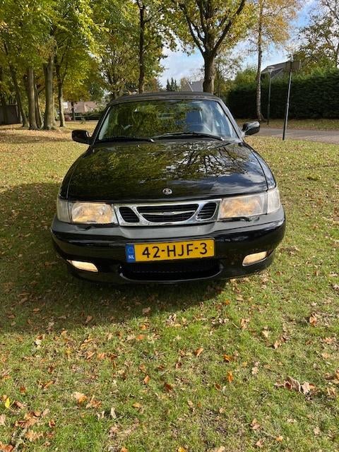 Saab 93 Cabrio Zwart 2.0 Turbo Aero 206 PK bj 2002, Auto's, Automaat, Zwart, 4 cilinders, 4 stoelen