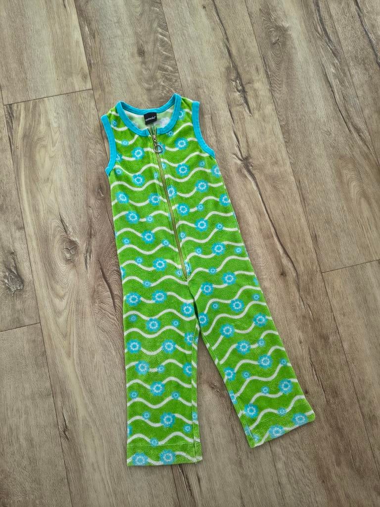 Prachtige blauw groene badstof salopette van Metsola, 92., Kinderen en Baby's, Kinderkleding | Maat 92, Broek, Ophalen of Verzenden