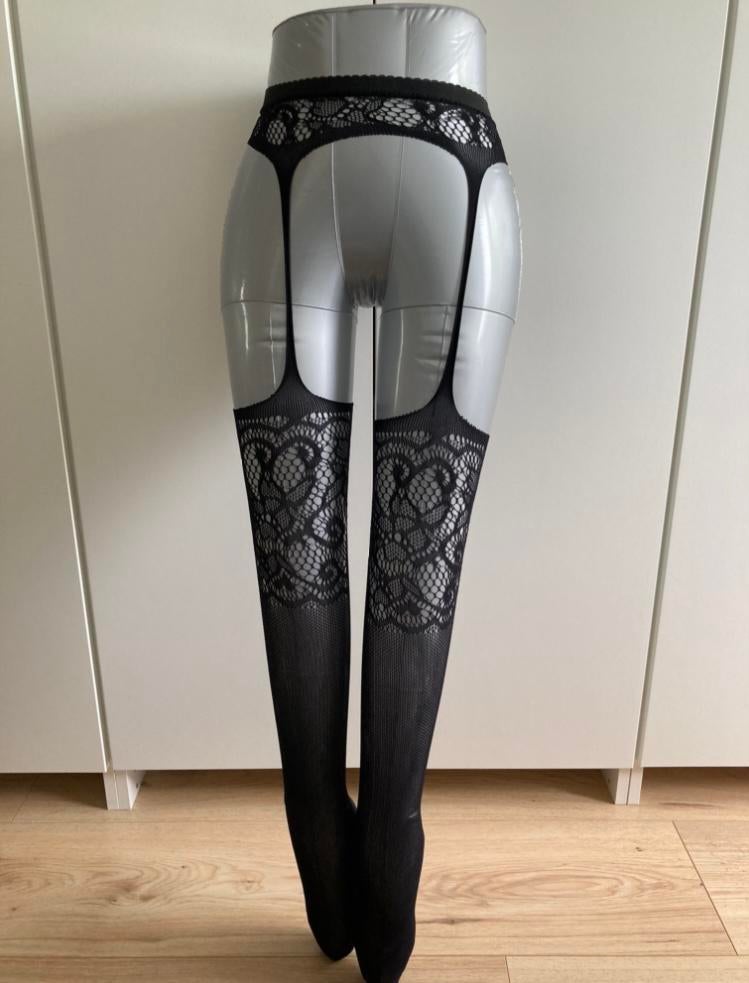 Zwarte open jarretel, Kleding | Dames, Leggings, Maillots en Panty's, Verzenden, Nieuw, Zwart, Panty