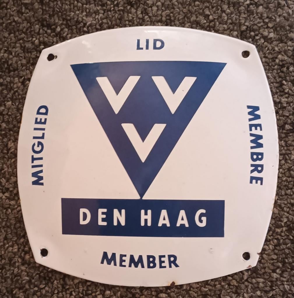 Emaille bord vvv den haag, Ophalen of Verzenden, Gebruikt, Reclamebord