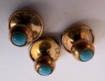 Antieke kraag knopen studs turquoise Arcanus patent, Ophalen of Verzenden, Overige materialen, Manchetknopen