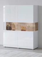 Witte hoogglans vitrine te koop, Huis en Inrichting, Kasten | Vitrinekasten, Ophalen, Gebruikt, 100 tot 150 cm, 100 tot 150 cm