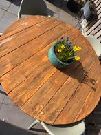 Robuuste eikenhouten buitentafel - opknapper, Tuin en Terras, Tuintafels, Ophalen, Gebruikt, Rond, Hout