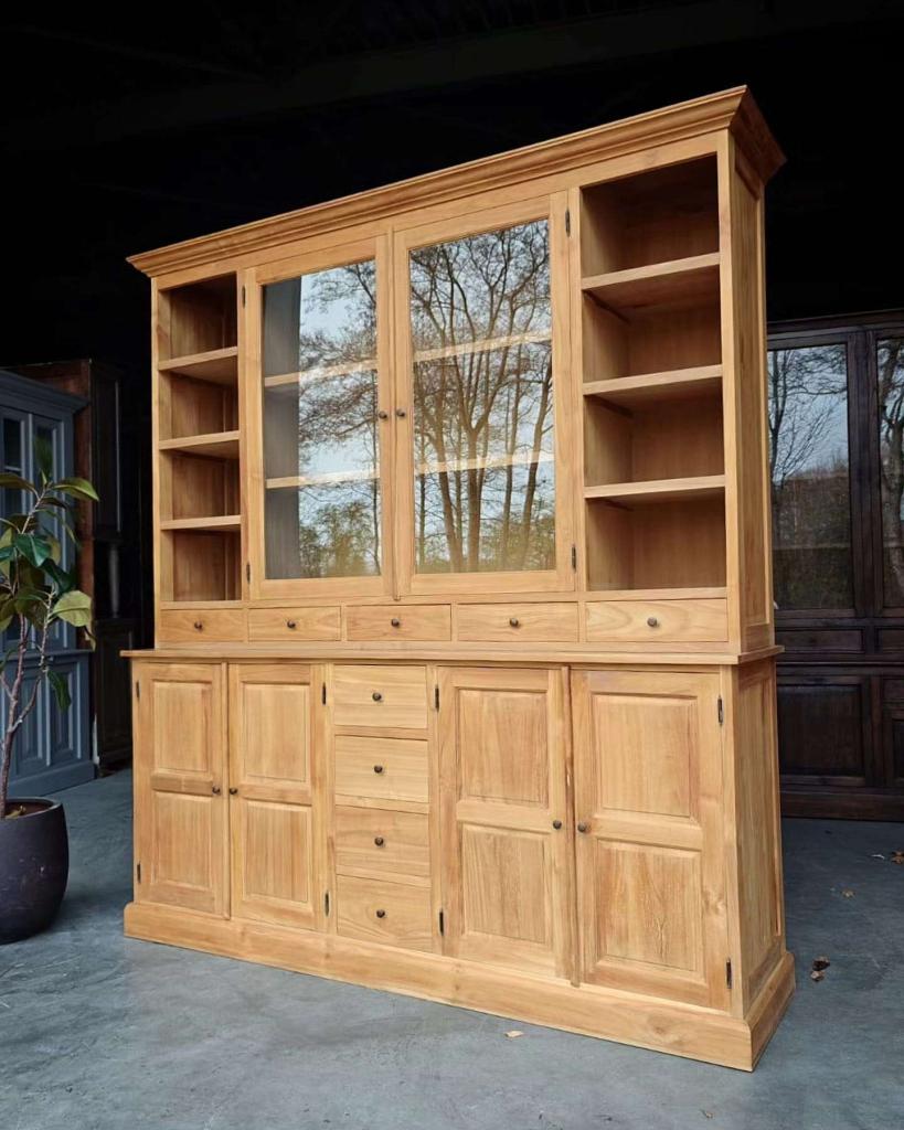 Teakhout Servieskast | Boekenkast | Winkelkast #4077, Huis en Inrichting, Kasten | Buffetkasten, Gebruikt, 200 cm of meer, 200 cm of meer
