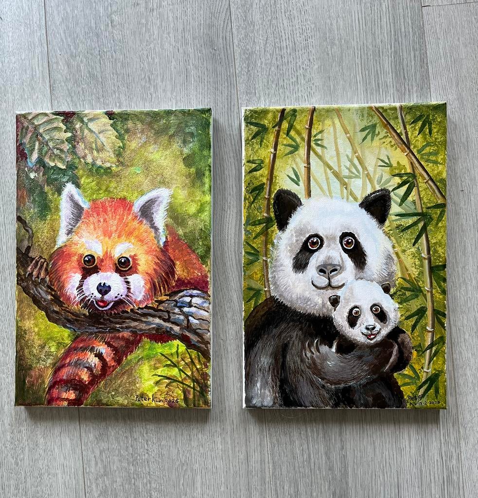 Echte schikderijtjes 20 x 30 op linnen, Kinderen en Baby's, Kinderkamer | Inrichting en Decoratie, Ophalen of Verzenden, Zo goed als nieuw